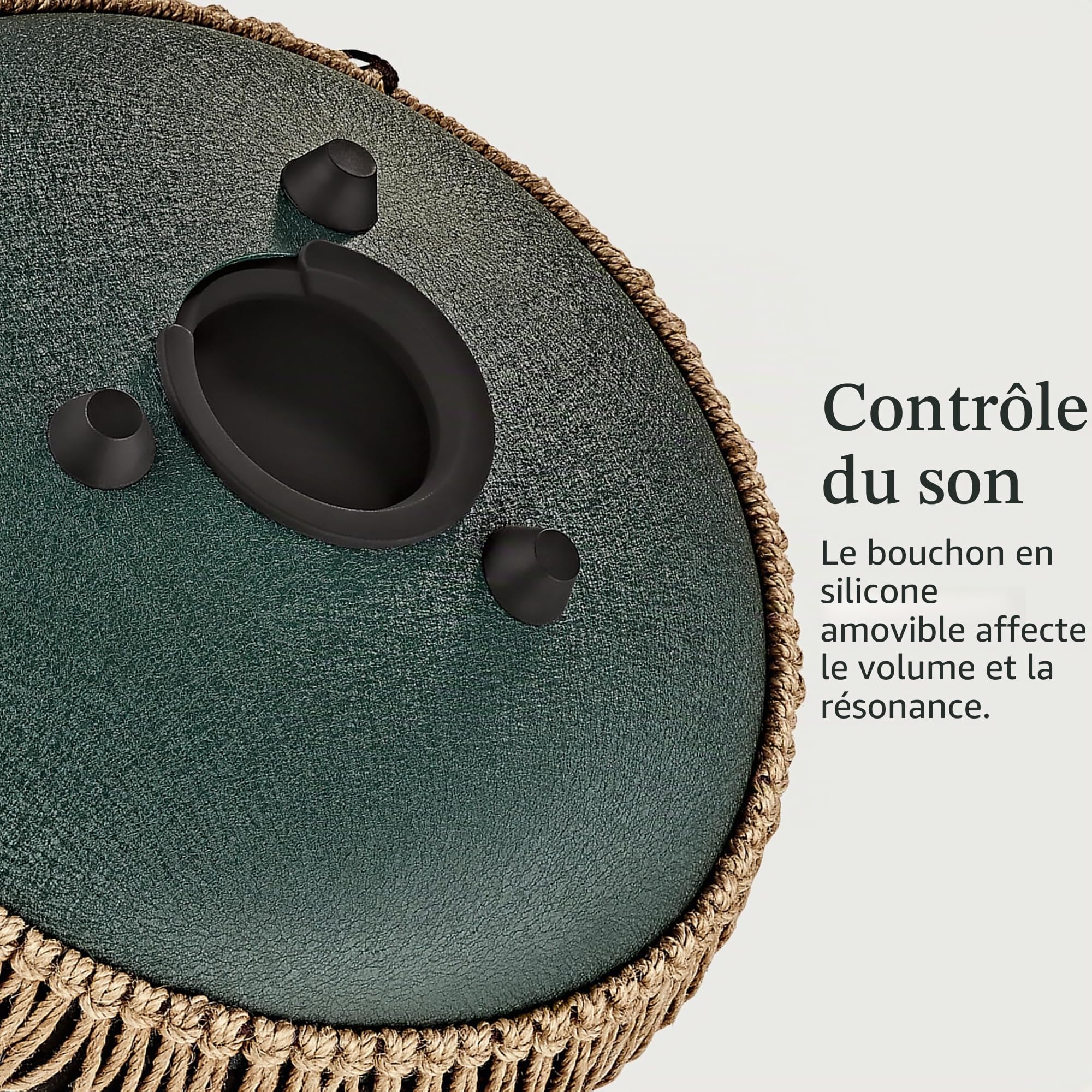 Sonic Energy Steel Tongue Drum – octave tank tongue drum de 10 pouces, Fa dièse mineur – Pour la méditation, le yoga, la percussion – acier revêtement vert foncé – mailloches et sac inclus (MOSTD4DG)