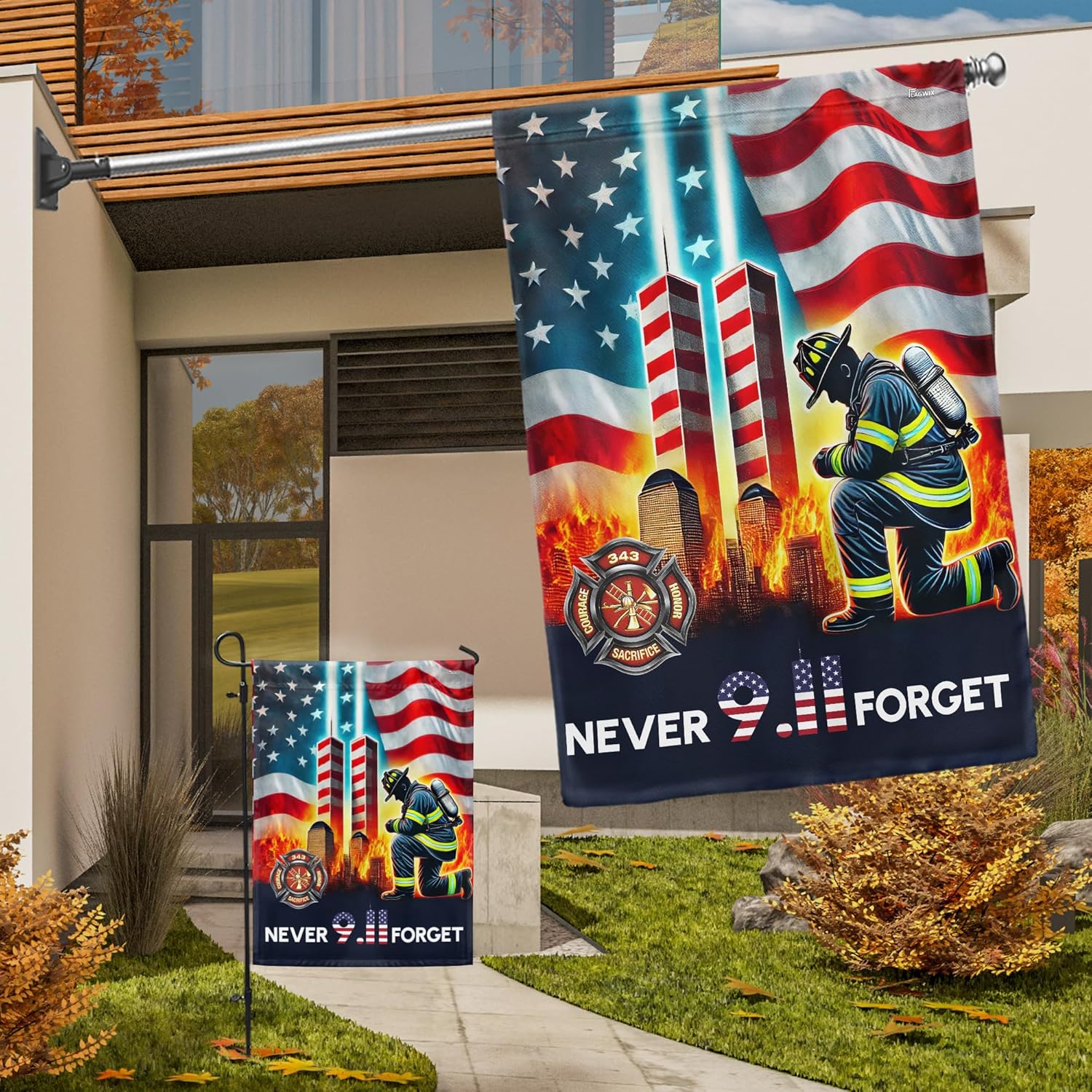 FLAGWIX American 9/11 Flag for Patriot Day - Garden American Flags for Outside 11.5" x 17.5" - 911 Flag for Patriotic Decorations, Outside Decorations for Yard, Patriotic Flags for Home Garden Decor