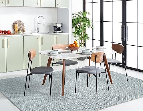 Miniatura 3 de SAFAVIEH Montauk Collection - Alfombra de área de 5 x 8 pies, color marfil y azul claro, tejido plano hecho a mano, de algodón, ideal para zonas de