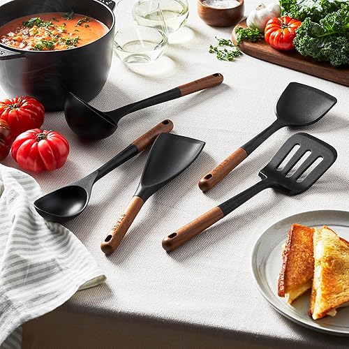 Miniatura 3 de STAUB Juego de utensilios de cocina de silicona con mango de madera de 5 piezas