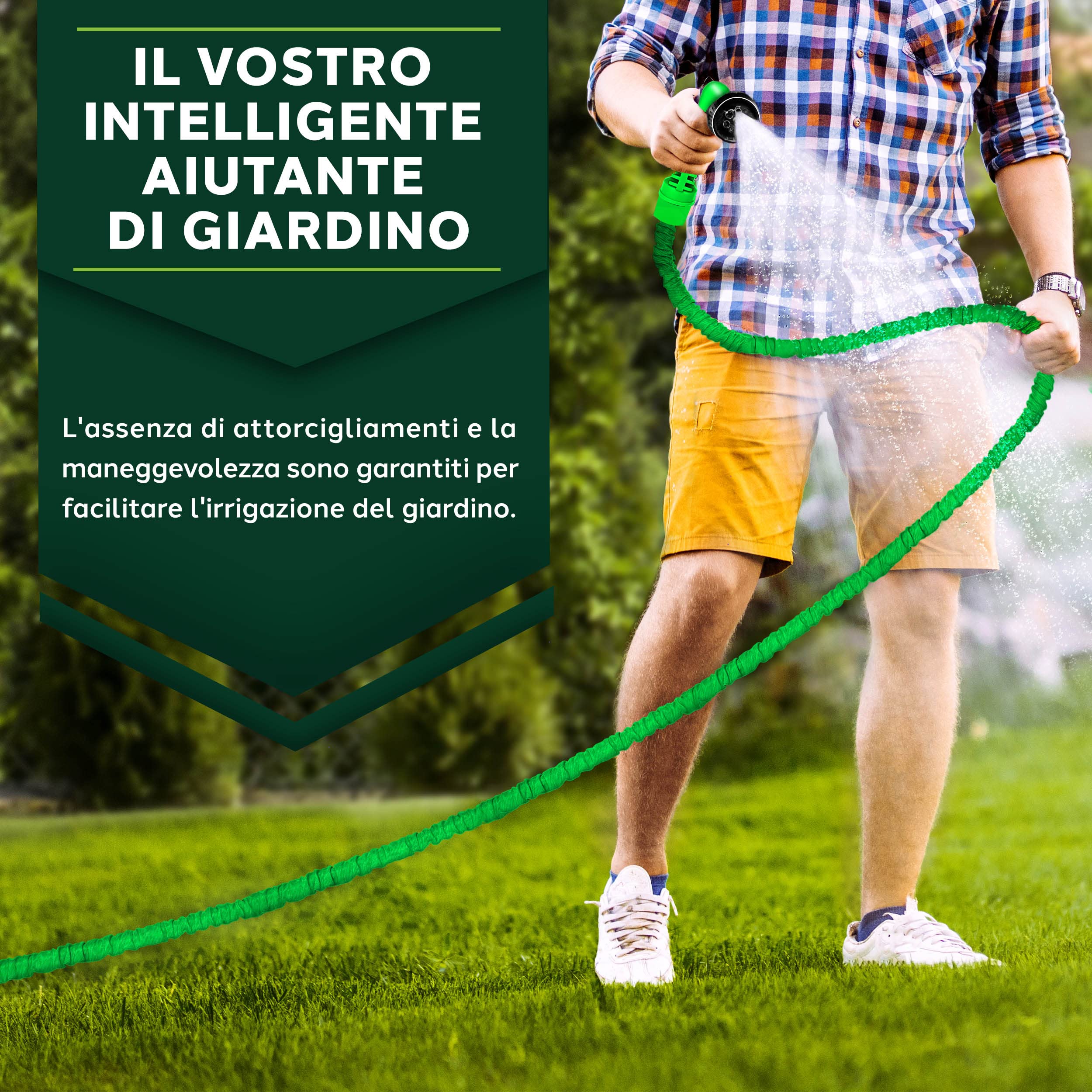 TRESKO® Tubo Acqua Estensibile Tubo Irrigazione Estensibile 3/4" Tubo Acqua Da Giardino Avvolgibile in 6 diverse misure (60m)