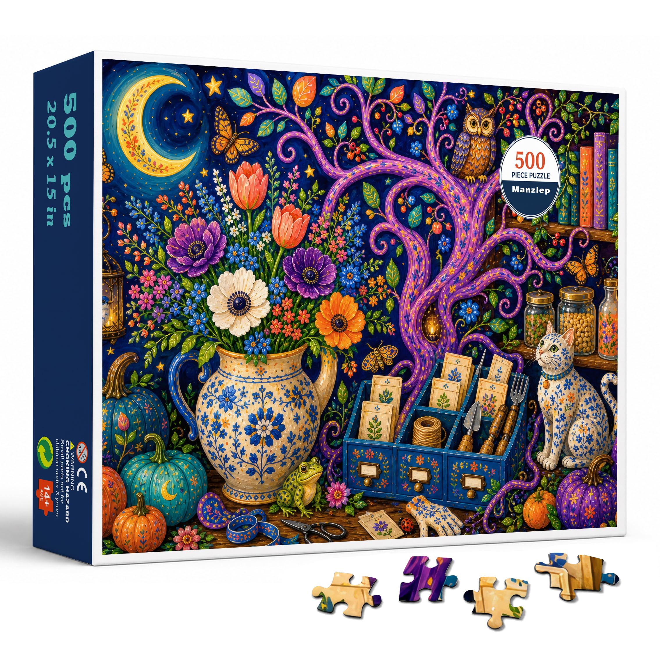 Manzlep Moonlit Garden 500 Piece Puzzle for Adults