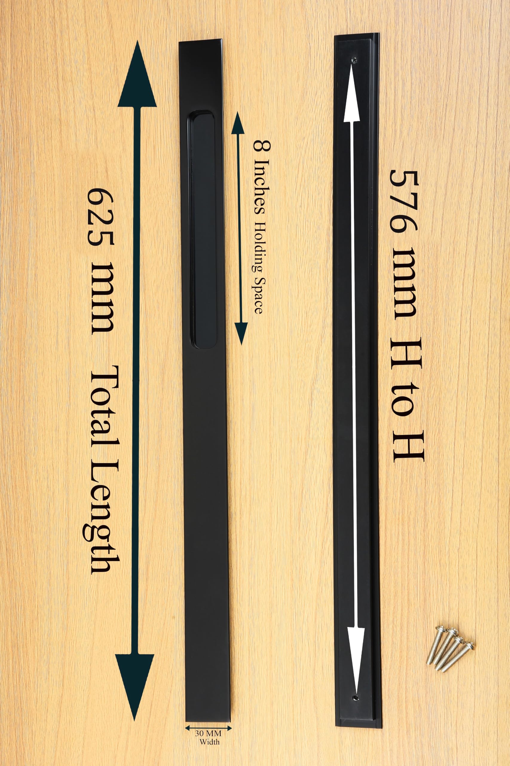Black Conceal Handles - Sliding Doors & Cabinets -2 Black Conceal Handles - Sliding Doors & Cabinets -2