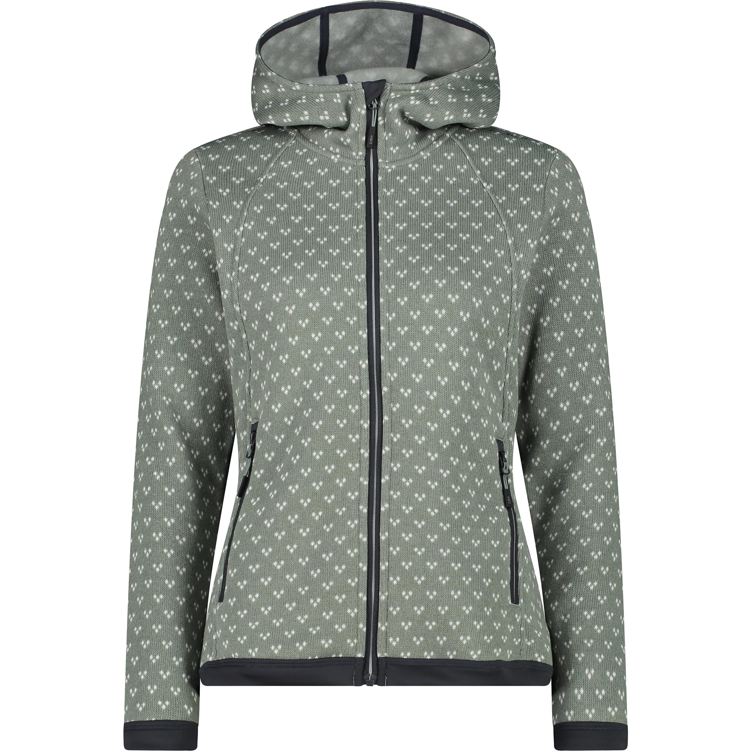 CMP Chaqueta de forro polar Knit Tech con capucha fija para mujer