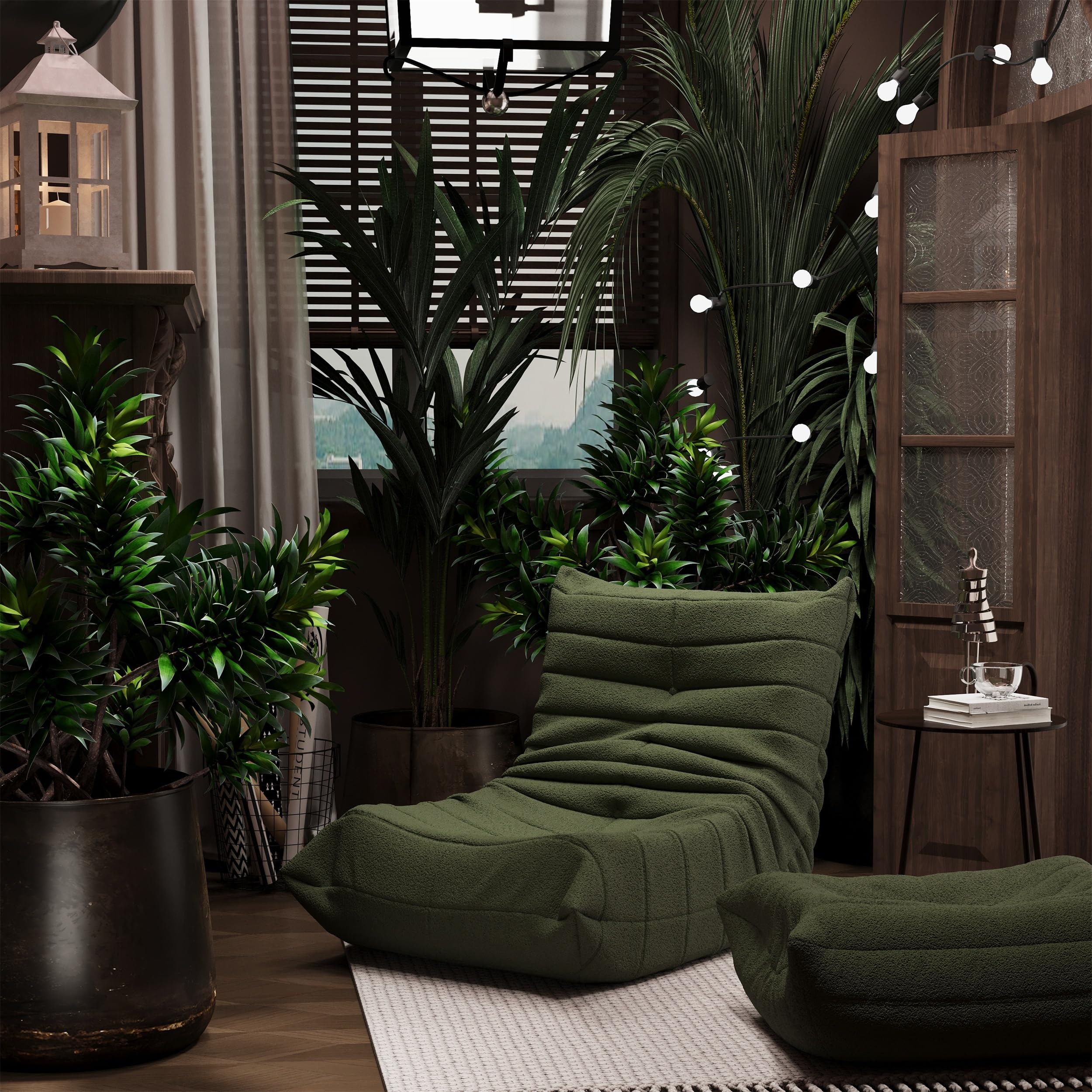 okwish Sitzsack Sofa Bodensofa, Bodenstuhl mit Rückenlehne, Lesesessel Bequem XXL, Lazy Sofa, Bean Bag Chair für Schlafzimmer Wohnzimmer, Liegesessel Grün
