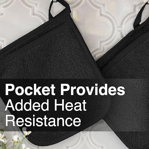 Miniatura 6 de Ritz - Guante de bolsillo de rizo y almohadilla resistente al calor, duradero, 100% algodón, diseño ergonómico para un agarre óptimo, fácil cuidado,