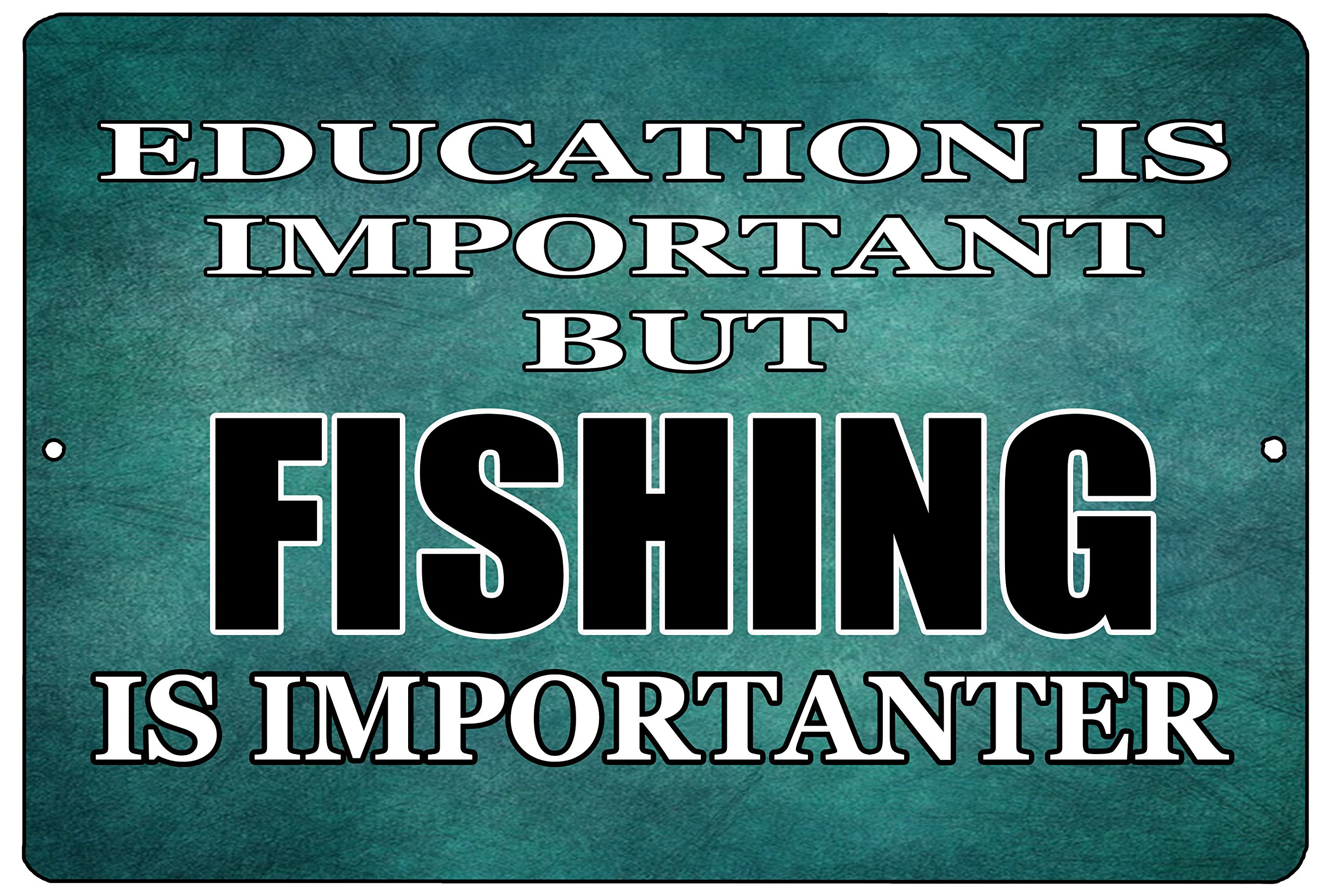 Funny Fishing Boat Metal Tin Sign Wall Decor Man Cave Bar Education is Important Fish