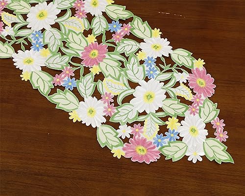 Miniatura 7 de Camino de mesa de flores de primavera, manteles individuales bordados, manteles individuales florales para mesa de hogar, cocina, comedor,