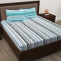 Story@Home Cotton Metro Collection Elegant Pattern Queen Size Bed Sheet with Pillow Covers – (Aqua Blue)