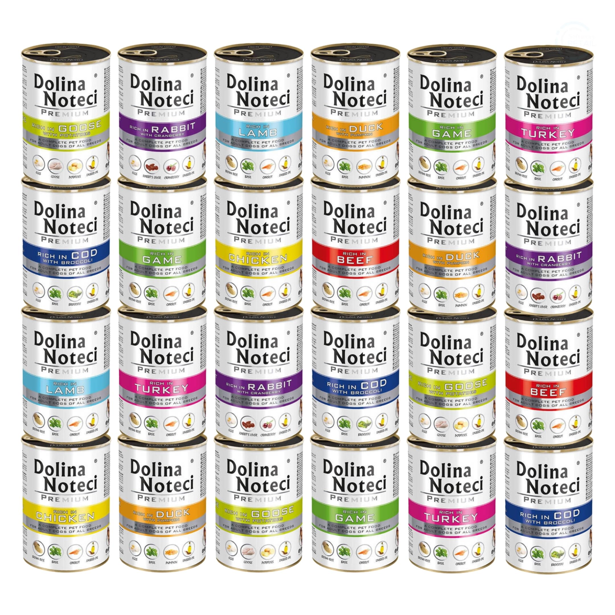 Dolina Noteci Premium Adult Wet Dog Food Mixed Variety Pack, Complete Dog Food, Gluten-Free (24x400g)