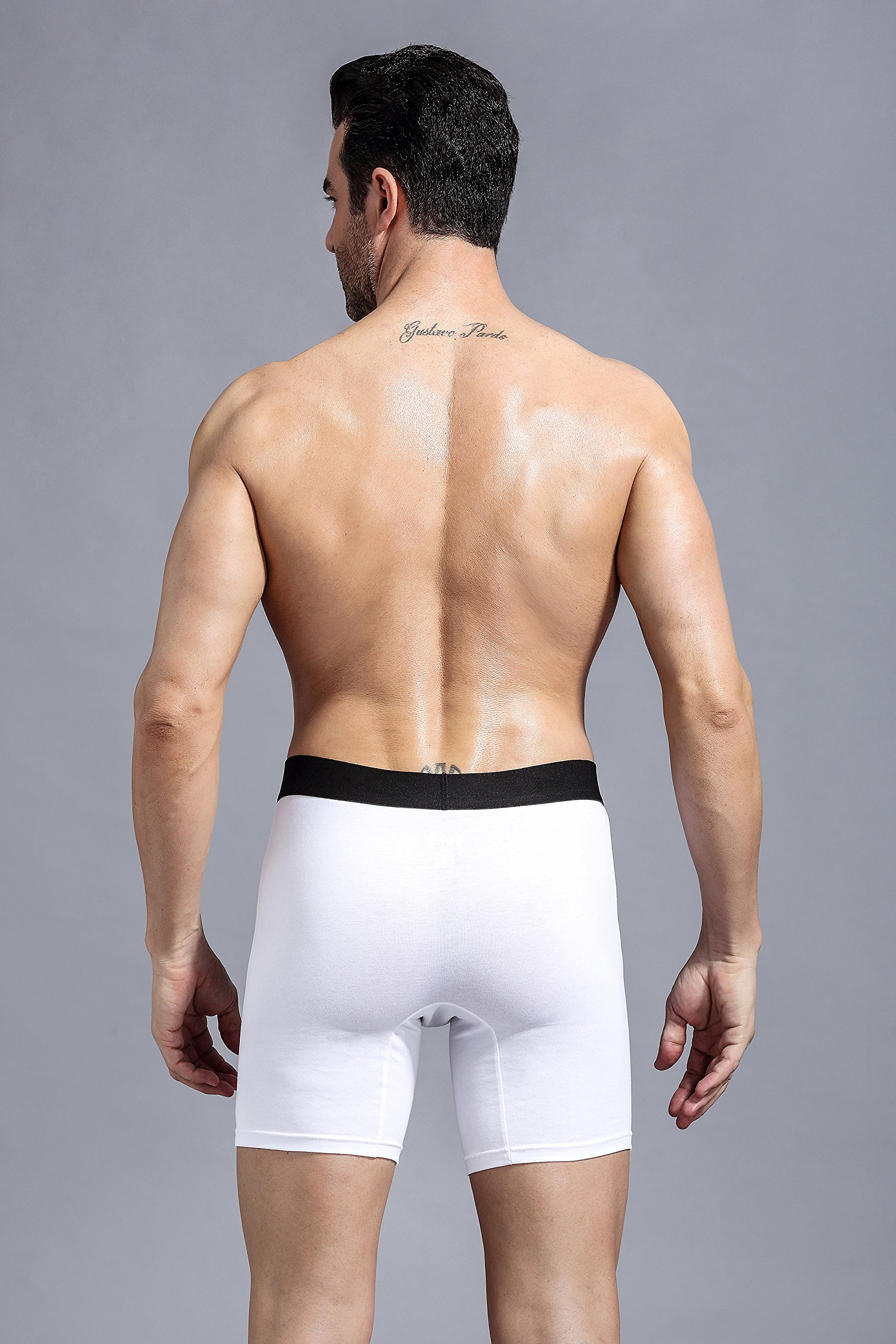 ZLYC Men Long Leg Cotton Boxer Shorts Underwear, 3/4 Pack