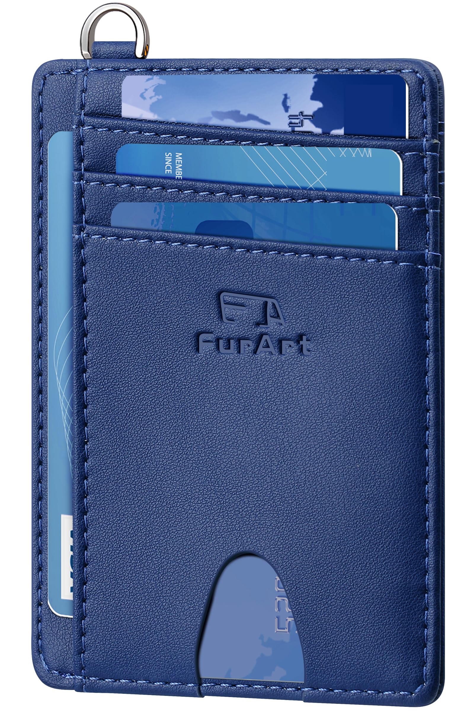 FurArtSlim Credit Card Holder, RFID Blocking Wallet, 7 Compartments, Minimalist Credit Card Holder for Men and Women, Midnight blue, S, Classic