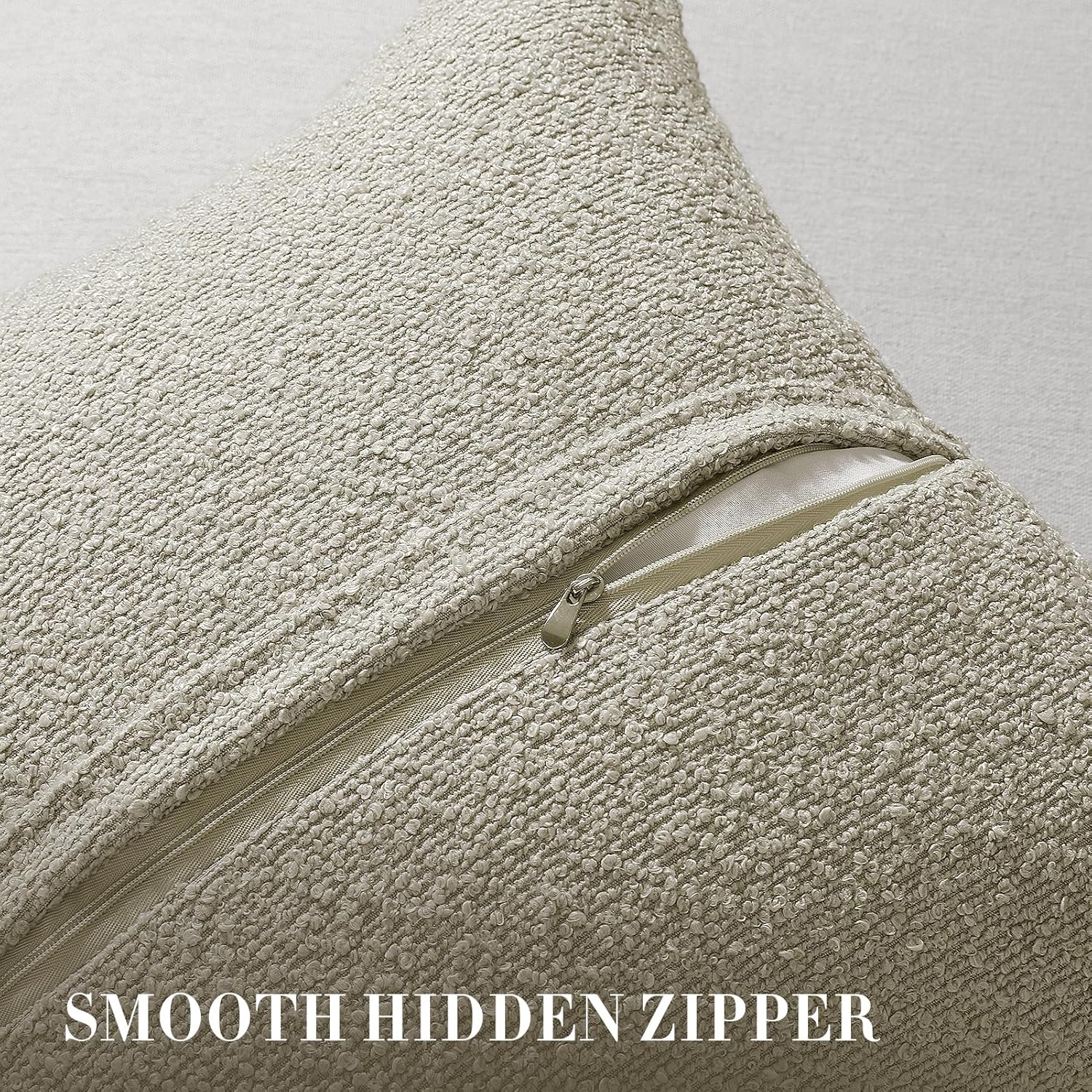 Throw Pillow Covers 24 x 24 Inch Set of 2, Beige Decorative Accent Solid Boucle Textured Pillow Cover, Cozy Neutral Cushion Pillow Cases for Living Room, Sofa, Chair, Bedroom, Home Decor