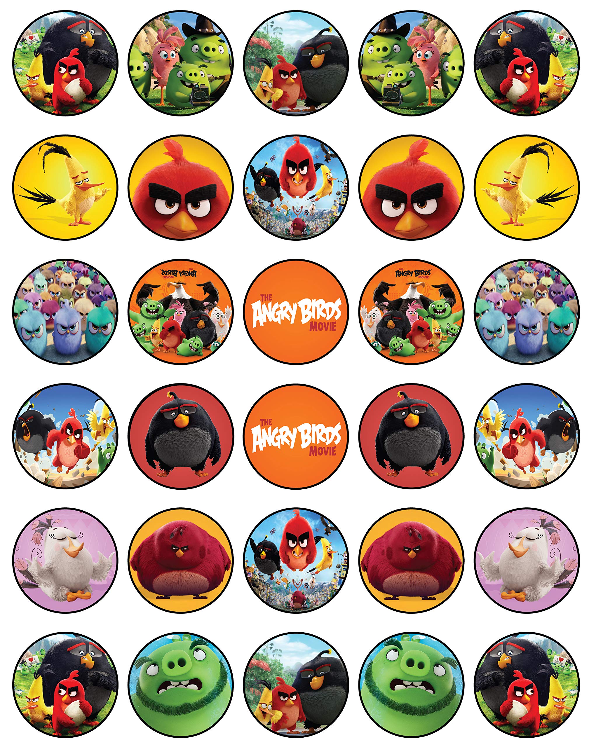 Buy 30 x Edible Cupcake Toppers Themed of Angry Birds Collection of