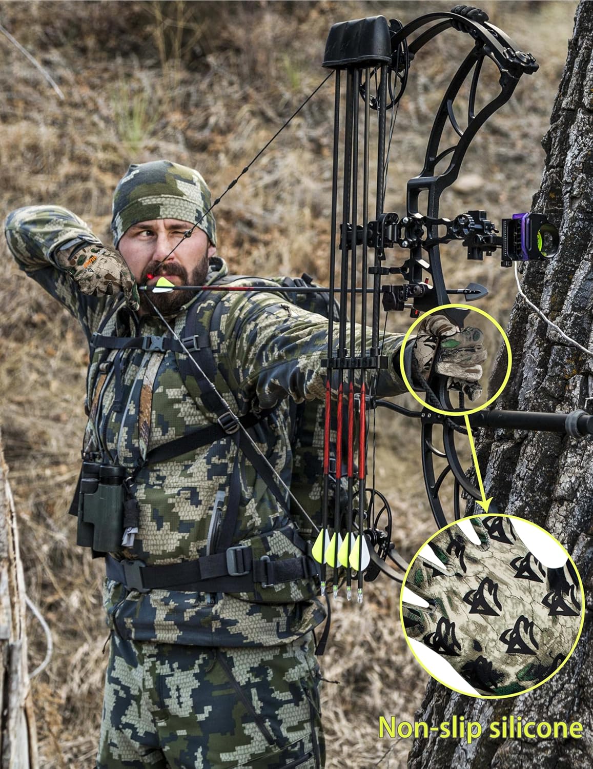 WOLFHUNT Camouflage Hunting Gloves Light Weight Full Finger, Men/Women Anti-Slip Camo Archery Gloves Touch Screen - Image 4