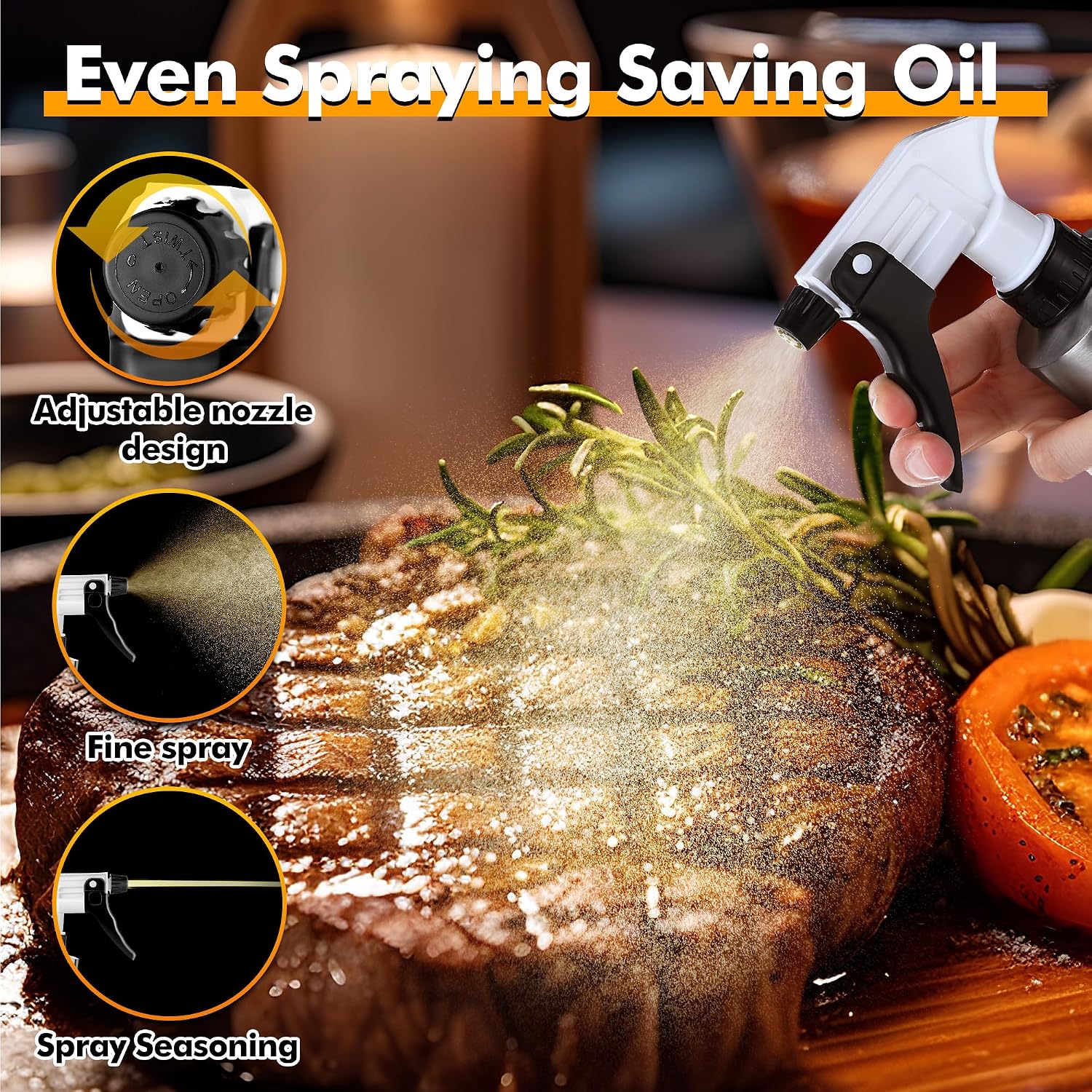 2 in 1 BBQ Spray Bottle for Smoking & Meat Injector, 10oz Leak Proof Smoker Spray Bottle with Fine Mist & Adjustable Nozzle, Dishwasher Safe Marinade Injector for Turkey, Brisket, BBQ