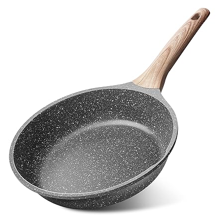 Caannasweis Induction Compatible Nonstick Grey Stone Frying Pan with Soft Touch Handle (9.5 inch)