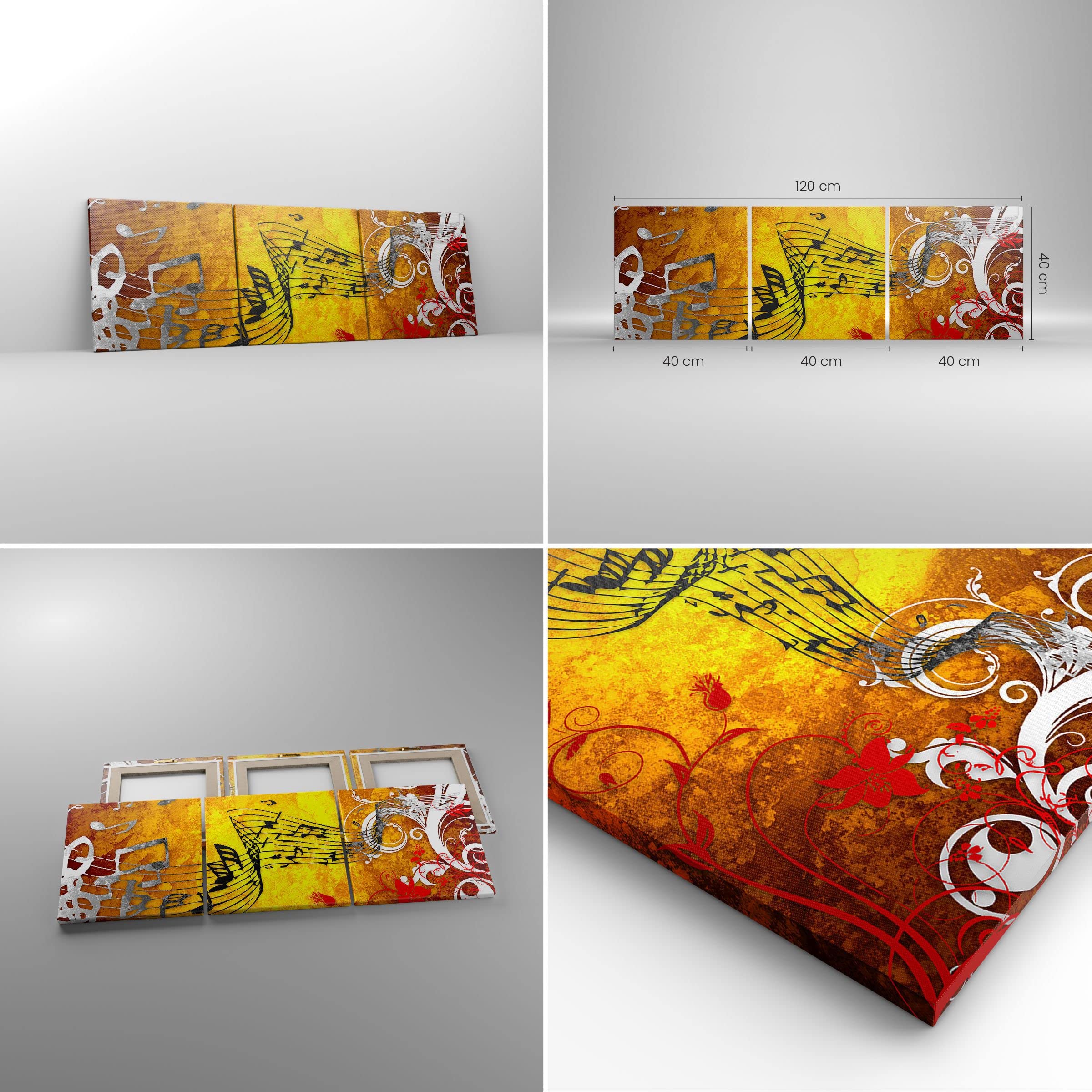 ARTTOR Leinwandbild 120x40cm Wandbild Musik - 1964 | Konzert Spiel Mehrteilige Groß Wanddekoration Wohnzimmer Schlafzimmer Wanddeko Wand Kunstdruck Wandkunst Wall Decor ARTTOR