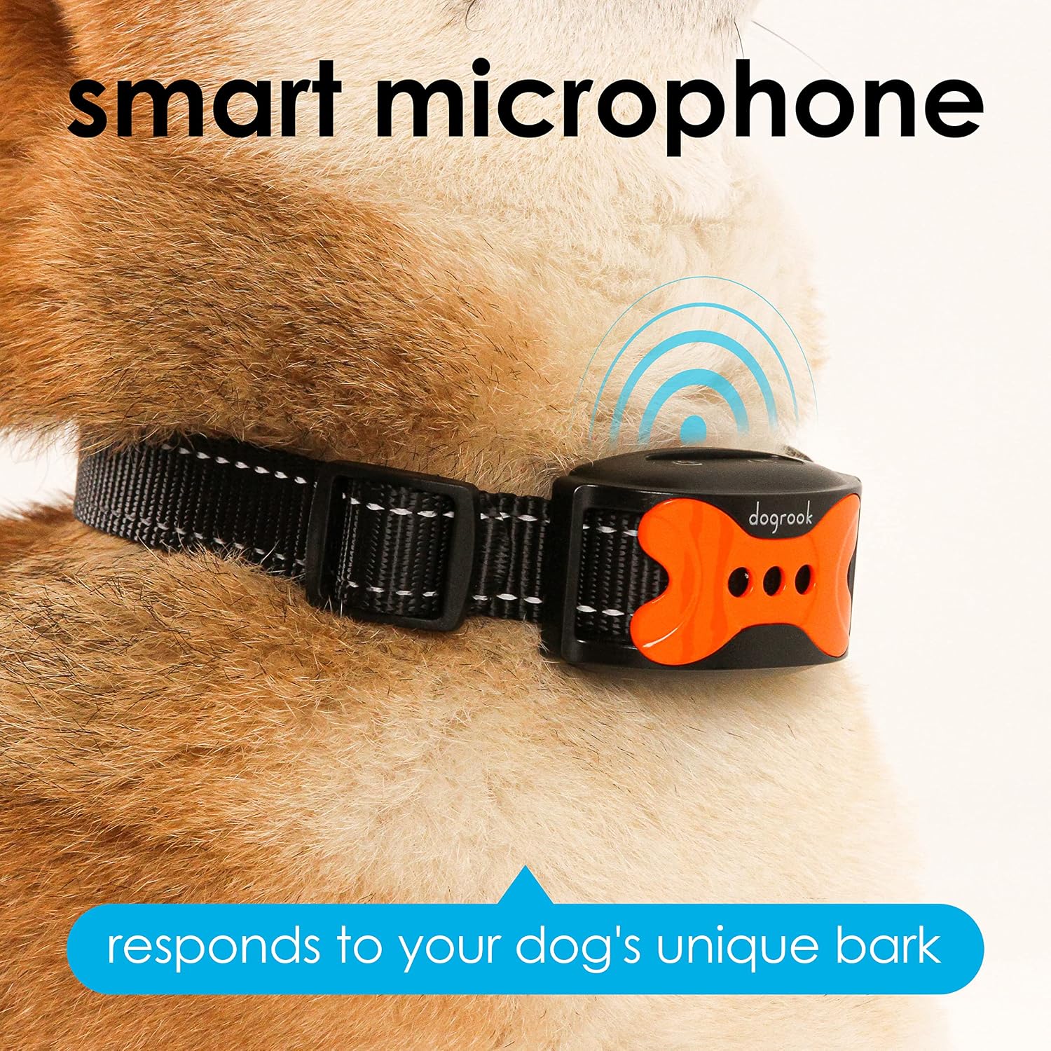 DogRook Dog Bark Collar - Rechargeable Smart Anti Barking Collar for Dogs - Waterproof No Shock Bark Collar for Small/Medium/Large Dogs - Anti Bark Collar for Dogs with 5 Sensitivity Levels