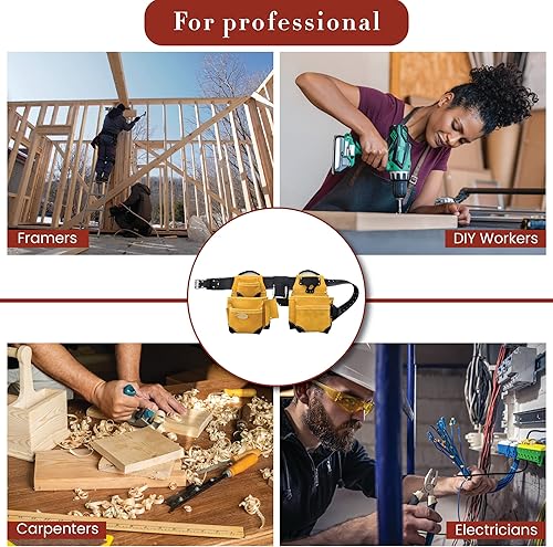 Miniatura 6 de Style n Craft Combo de 4 piezas y 17 bolsillos, cinturón de herramientas con 2 bolsas de herramientas y 1 alicates y soporte para martillo, combo de