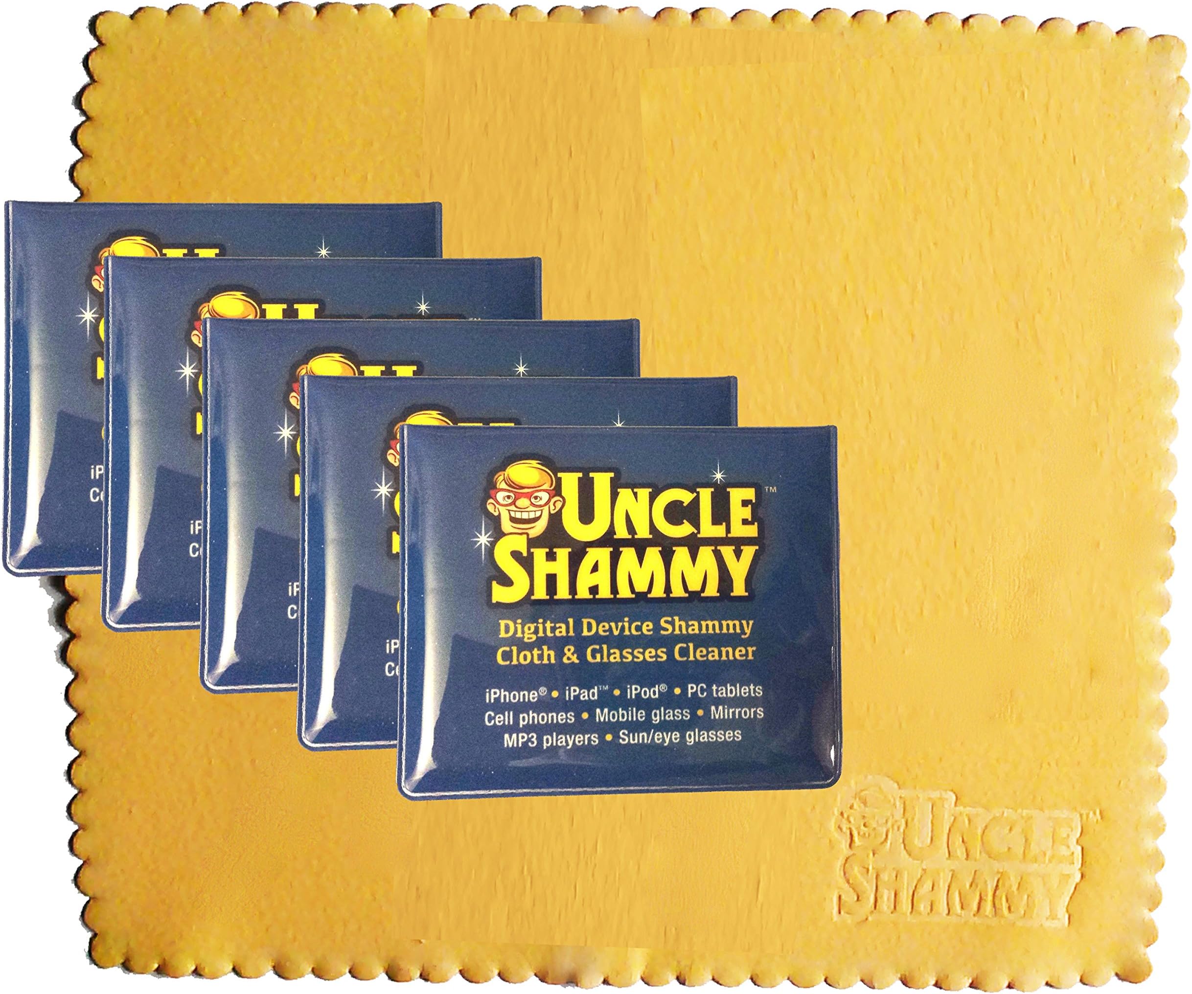New Digital Device Uncle Shammy Small Cleaning Cloth 5 Pack Clean Smartphone Cell Phone Tablet Eye Glasses 5" by 5 1/2" Each