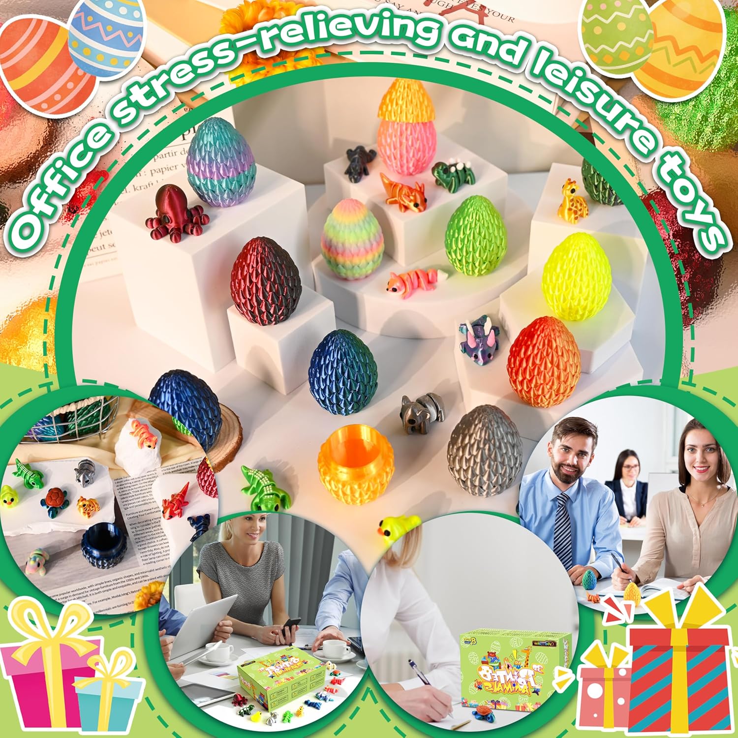 12pcs 3D Printed Mini Animals, Articulated Magic Fidget Toys Set, Surprise Eggs for Party Favors, Classroom Prizes, Goodie Bag Fillers, Collectible Gifts for Kids