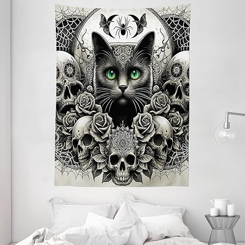 Miniatura 357 de Ambesonne Tapiz gótico, patio con hiedra encantada en la puerta antigua al bosque, colgante de pared ancho para dormitorio, sala de estar, 2-Verde