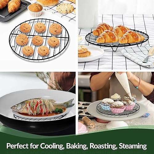 Miniatura 7 de TeamFar Bastidores de refrigeración, antiadherentes de 10.5 pulgadas con núcleo de acero inoxidable para hornear, asar, cocinar al vapor, enfriar,