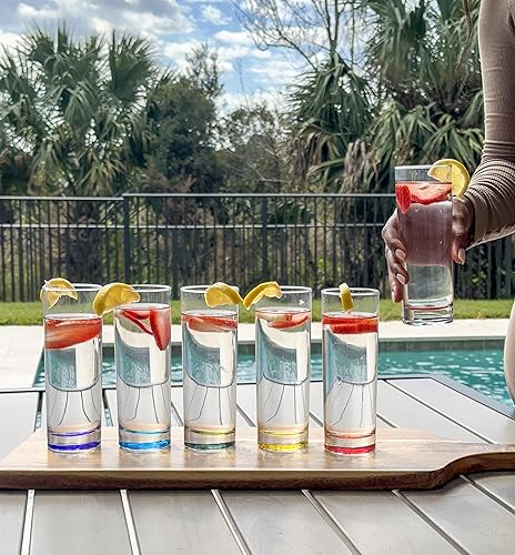 Miniatura 5 de Red Co. Collins Slim Tall Highball - Juego de 6 vasos de agua de 10 onzas líquidas con parte inferior multicolor