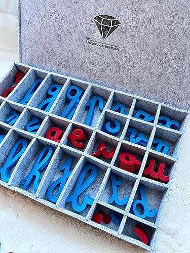 Alphabet Mobile Cursif Montessori | Coffret de Rangement compartimenté |