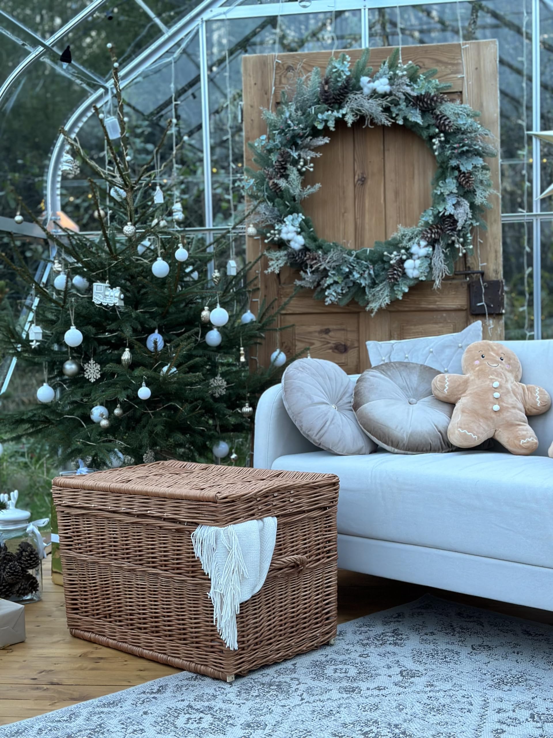 e-wicker24 Coffre,malle, panier,corbeille de rangement en osier buff (60x39 H39, naturel)