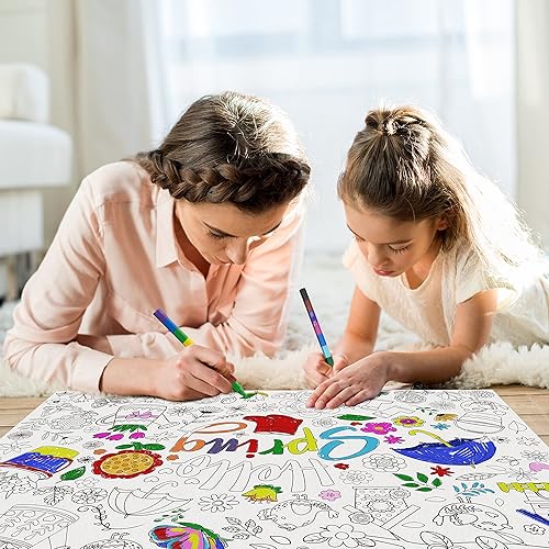 Miniatura 7 de Póster gigante para colorear de primavera con 6 crayones apilables manualidades y actividades educativas póster de papel jumbo póster para colorear