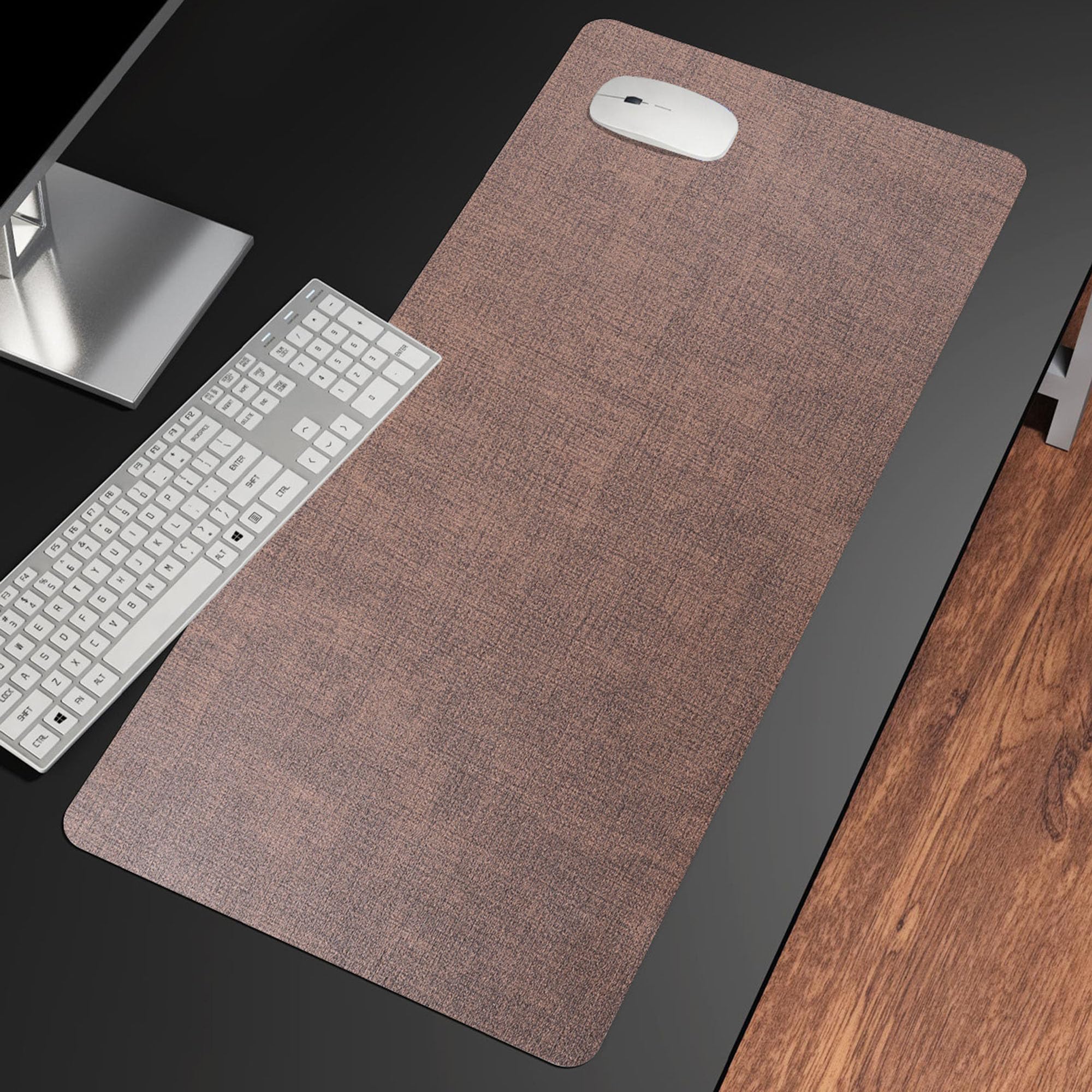 Keyboard Mouse Mat, Leather Desk Pad Protector, Writing Mat for Home and Office Accessories, Desk Protector Pad Laptop Mat Table Mat, Extended Mouse Pad (90 * 45cm,Dark Brown)