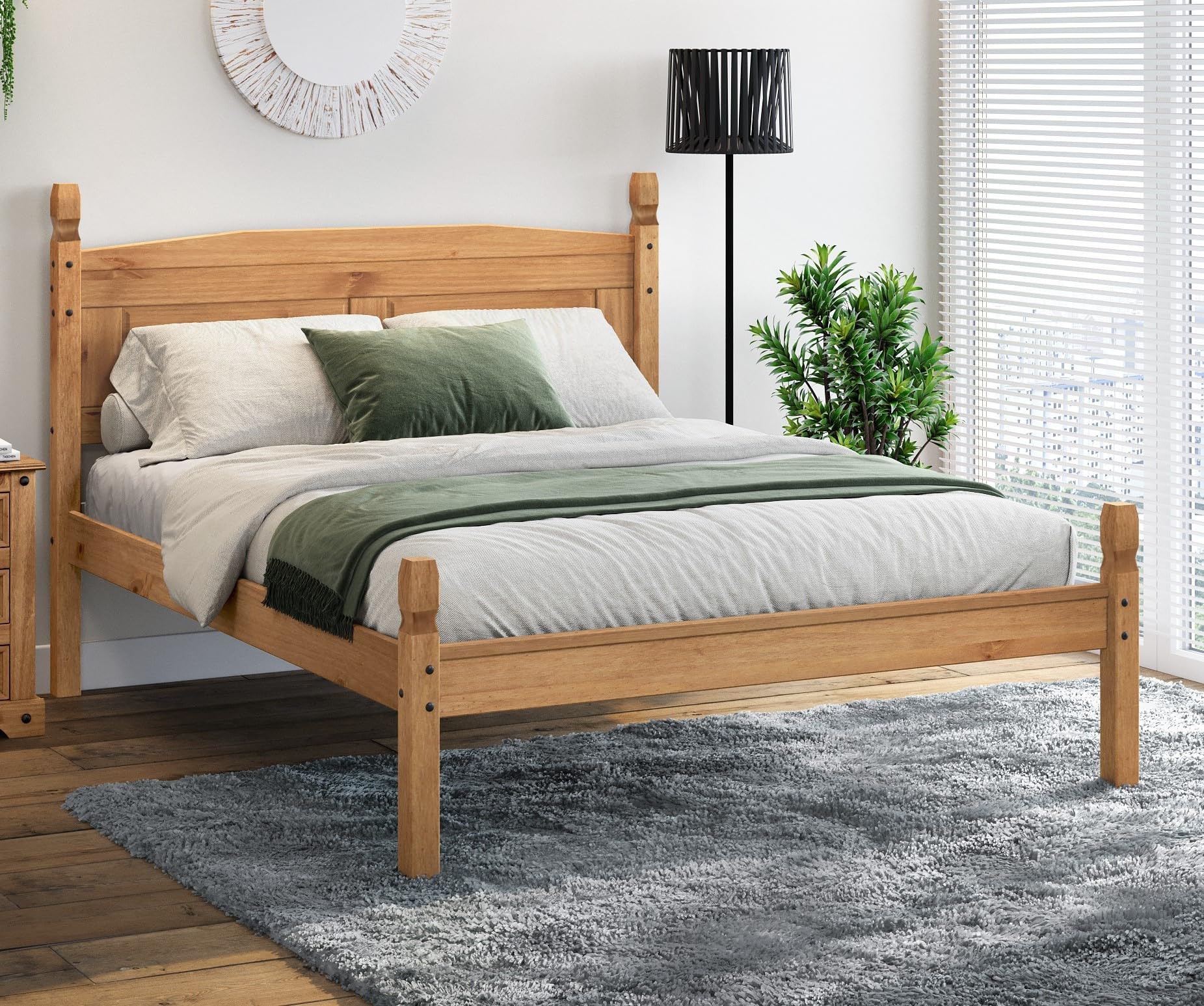 Corona Bed Frame Double 4'6" Low Foot End Solid Pine Bedroom