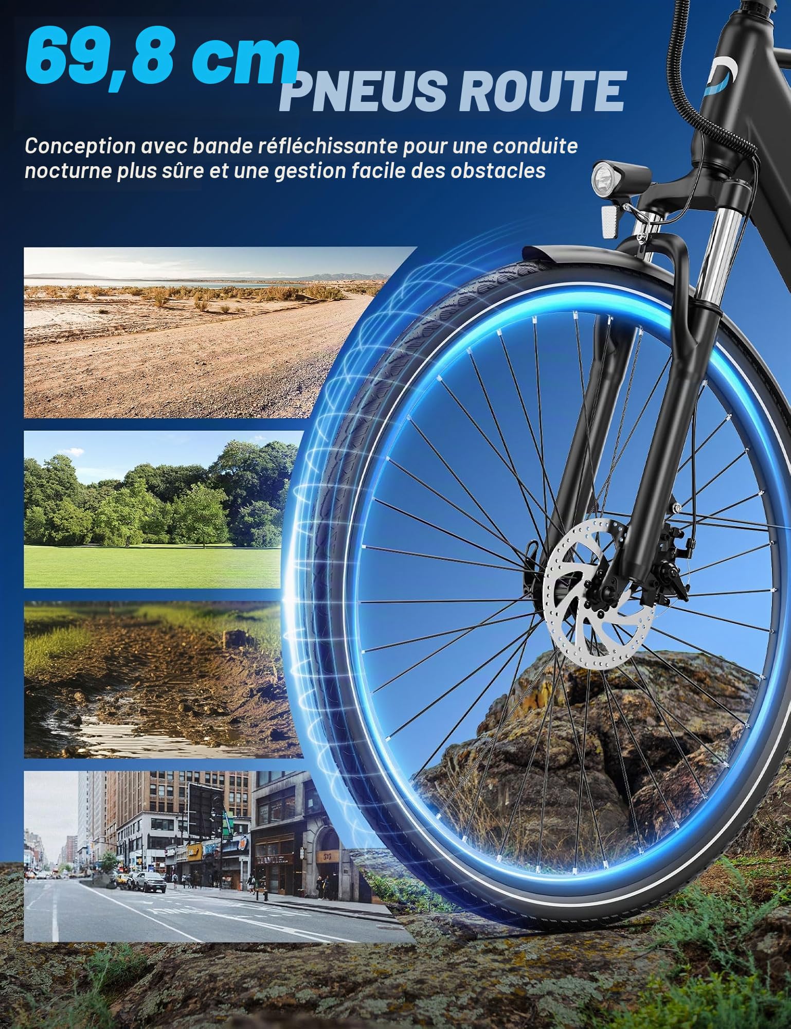 C29 Lite Vélo Électrique Homme et Femme Ville, 27.5" VTT Électrique avec Batterie Integrée 486Wh & Moteur 250W, 4 Niveaux d'Assistance Pédalage & Suspension Avant 7 Vitesses