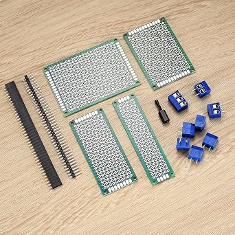 68 Pcs Double Sides PCB Board Prototype Kit, with 20 Pcs Universal Female/Male Printed Circuit Boards, 40 Pcs Pin Connectors, 12 x 2/3 Pin Screw Terminals for DIY Soldering Electronic Project