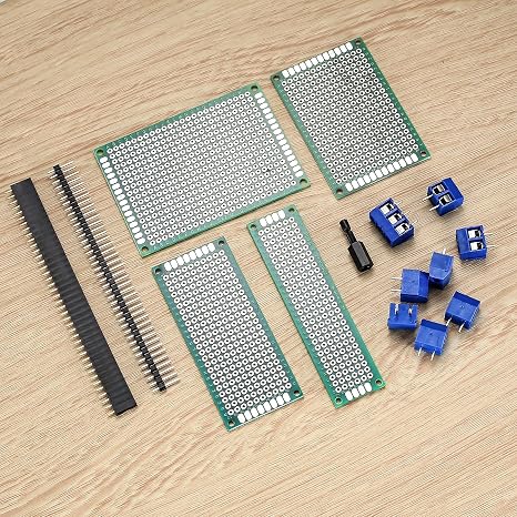 68 Pcs Double Sides PCB Board Prototype Kit, with 20 Pcs Universal Female/Male Printed Circuit Boards, 40 Pcs Pin Connectors, 12 x 2/3 Pin Screw Terminals for DIY Soldering Electronic Project