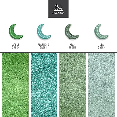 Miniatura 2 de | Polvo de mica mineral natural verde manzana, 0.42 oz (12 g) | para uso personal o profesional - cosméticos, proyectos de resina epoxi, esmalte de