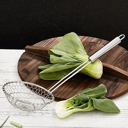 Miniatura 10 de Colador de araña de acero inoxidable, colador de malla de cocina asiática, colador de wok de alambre para cocina, cesta de skimmer de 7 pulgadas,