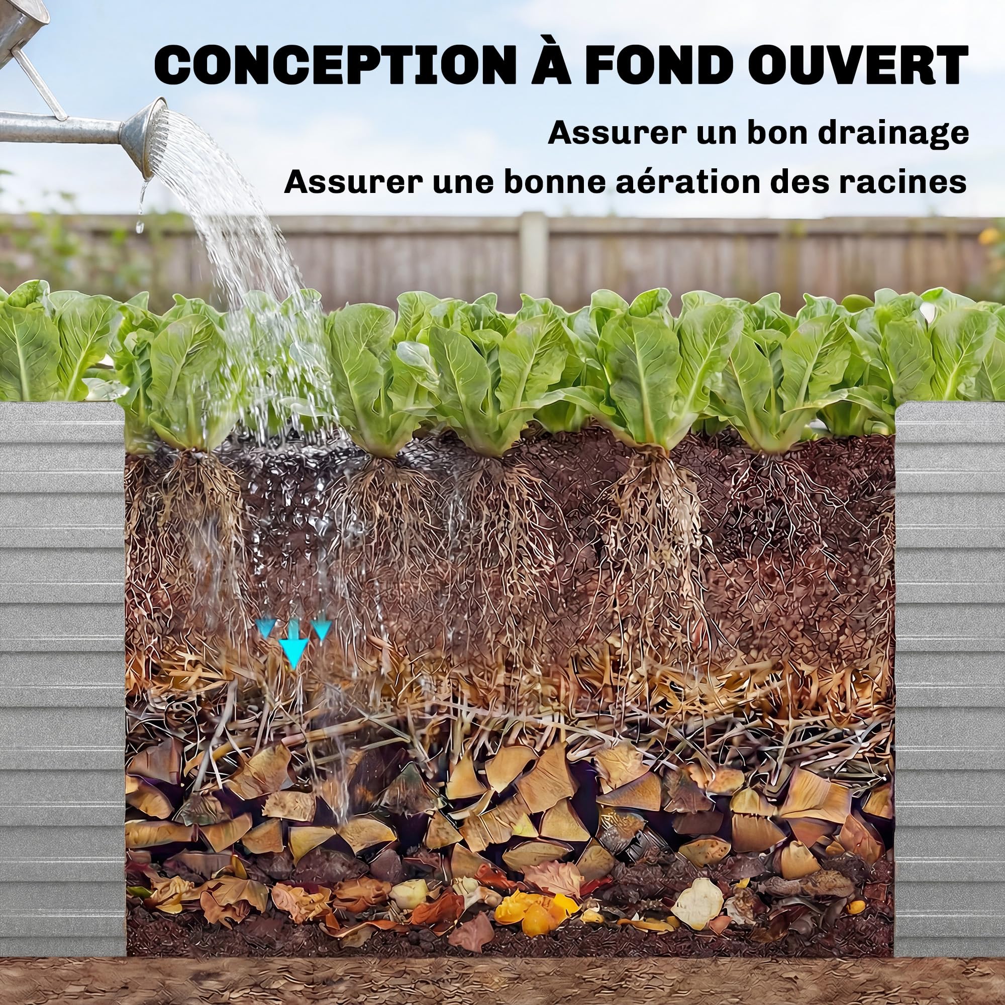 Outsunny Jardinière extérieure, jardinière surélevée galvanisée, carré Potager de Jardin rectangulaire avec Bordure de sécurité et Fond Ouvert, pour Fleurs et légumes, 240 x 120 x 60 cm, Gris argenté