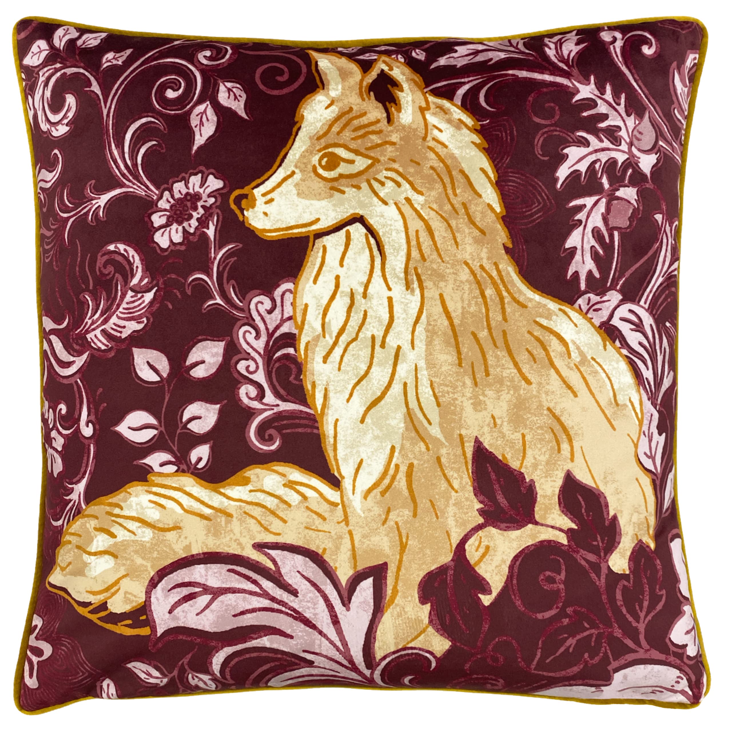 Paoletti Piped Harewood Feather Filled Cushion, Polyester, Fox, 50 x 50cm
