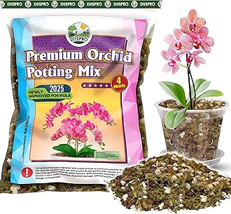 [Upgraded] DUSPRO Orchid Potting Mix for Repotting with Forest Moss, Pine Bark, Perlite & Pumice, Orchid Bark Potting Mix,Orchid Repotting Soil, Drainage Indoor Potting, Orchid Pot Not Included, 4 QT
