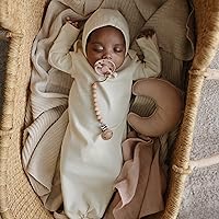 Vista 3 de mushie Manta de seguridad Moon Baby Lovey 100% algodón de muselina orgánico (rubor)