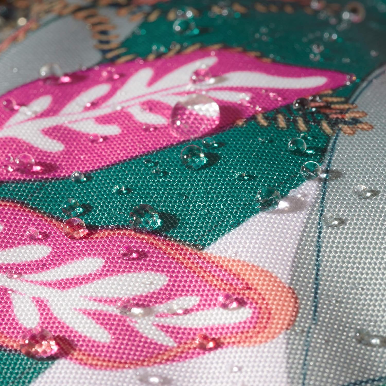 Classic Accessories for Vera Bradley Water-Resistant Accent Pillow with Poms, 18 x 18 x 8 Inch, 2 Pack, Rain Forest Canopy Coral