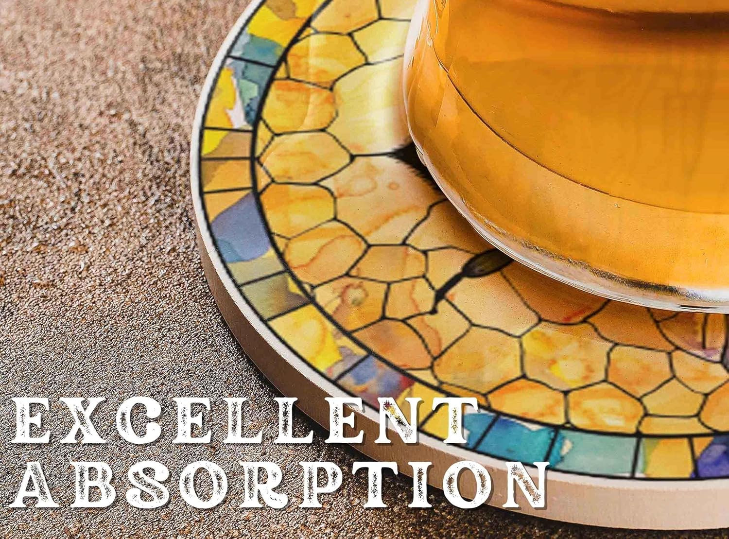 Bee Gifts Coaster, Ceramic, Set of 6, with Gift Box, Absorbent with Cork Base, Gifts for Bee Lovers, Home Decor for Housewarming, Thanksgiving, Birthday, Christmas - Image 5