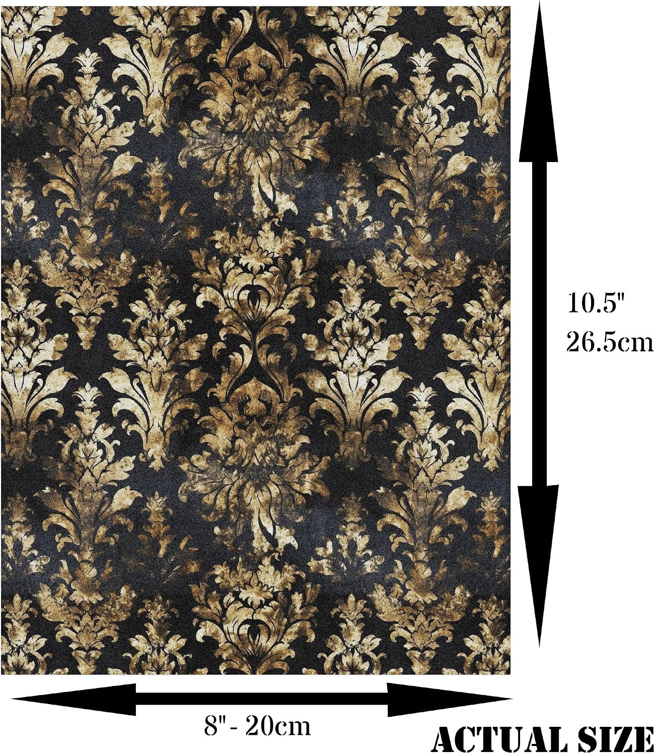 Black Grunge Damask Rice Paper, 8 x 10.5 inch (6pc) - Mulberry Paper for Decoupage Scrapbooking Cards Crafts by Craft Kreatively