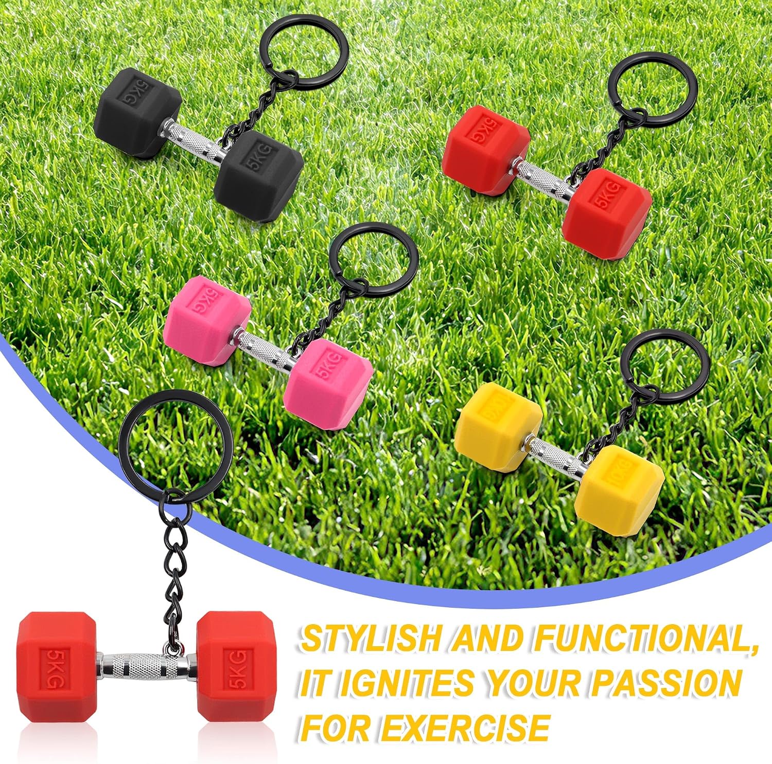7 Colors Mini Dumbbell Keychain Fitness Gym Keychain for Women Men Gym Bag Charms Workout Bag Accessories image 5