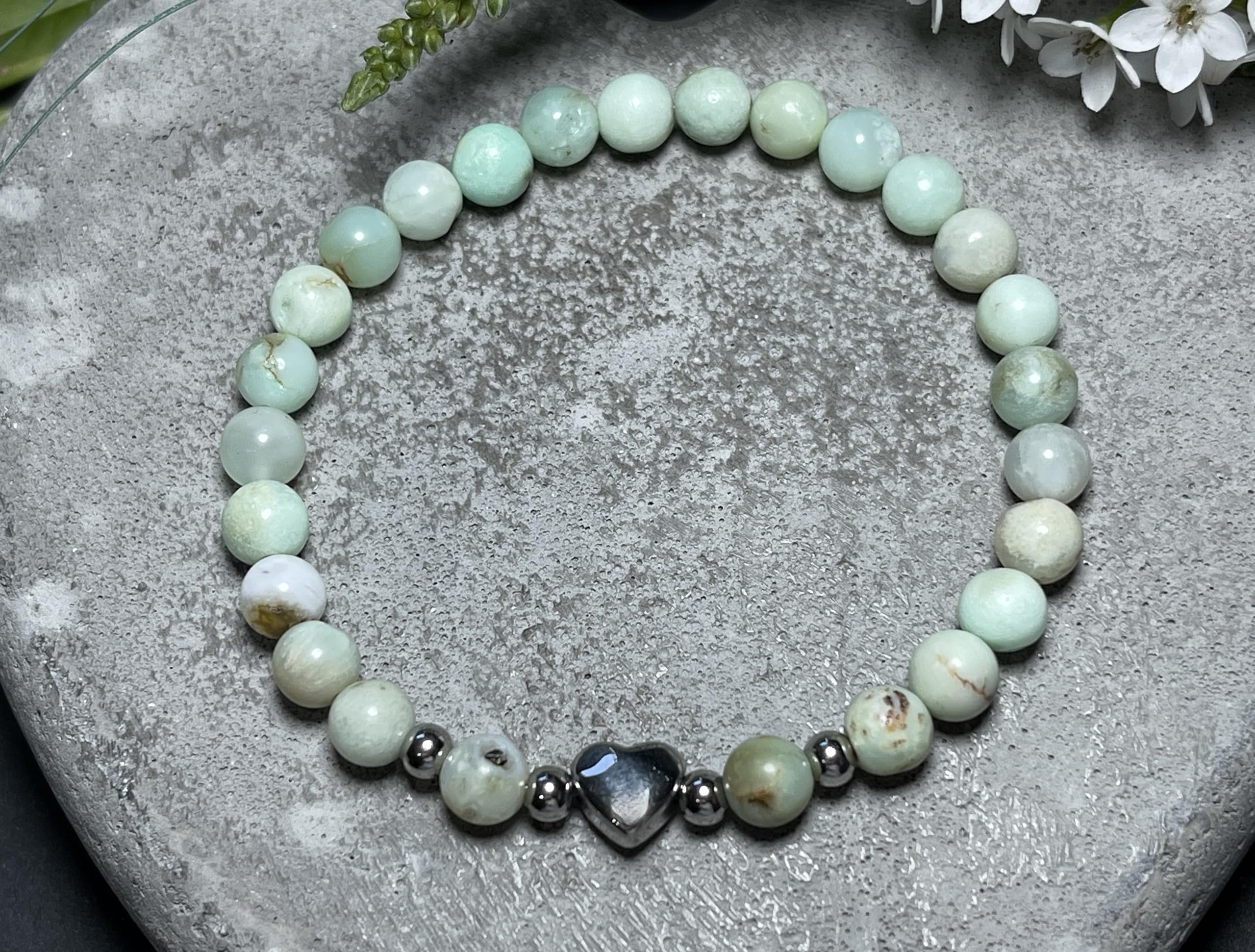 Chrysopras Armband Perlen echt 6mm Herz Edelstahl Silber Gold Roségold oder Ionisiert - Handmade Perlenarmband Vertrauen Geborgenheit Selbstvertrauen - Spiritueller Schmuck Damen Mädchen