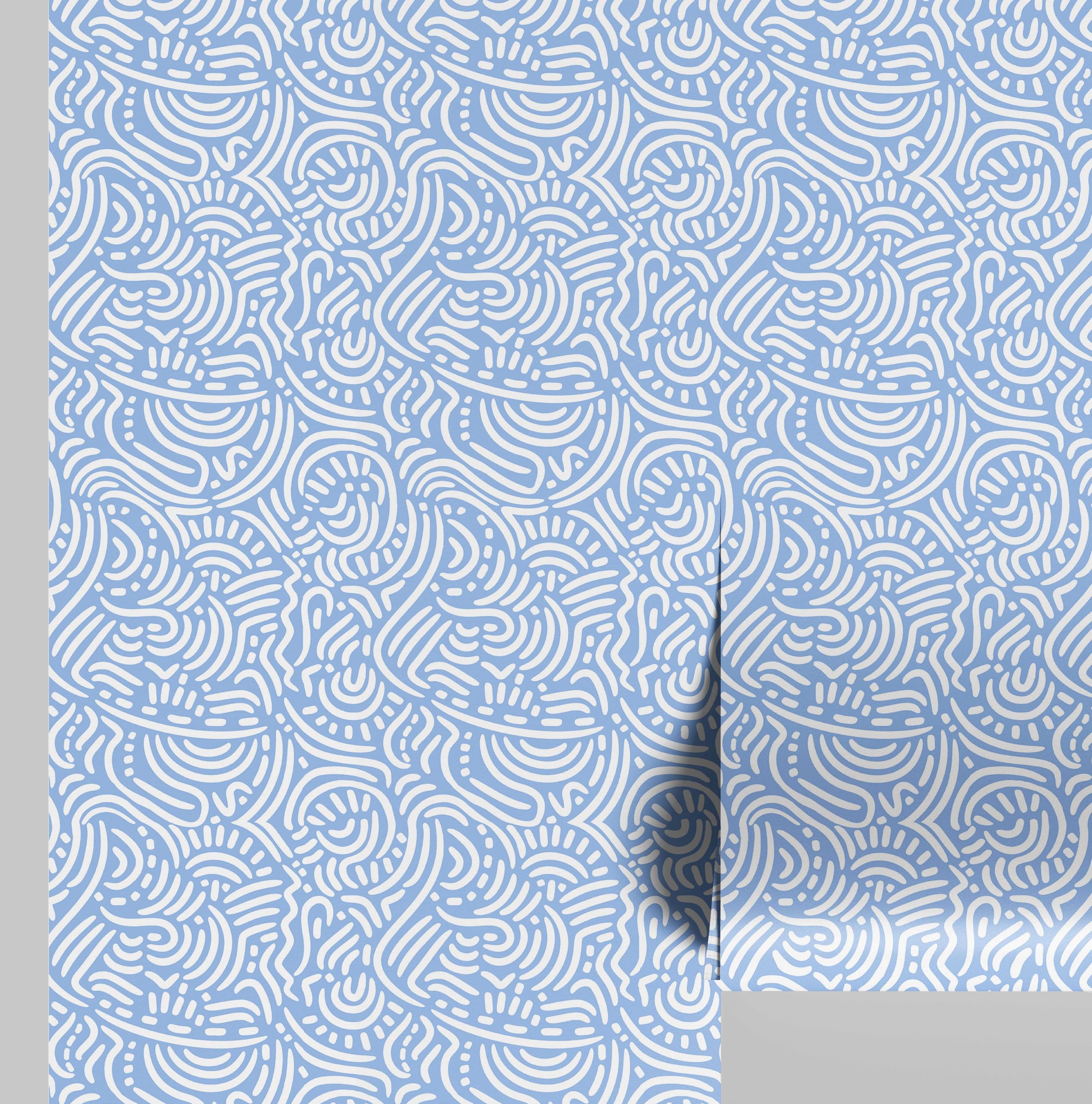 Papier peint abstrait haut de gamme en vinyle texturé bleu S4Sassy