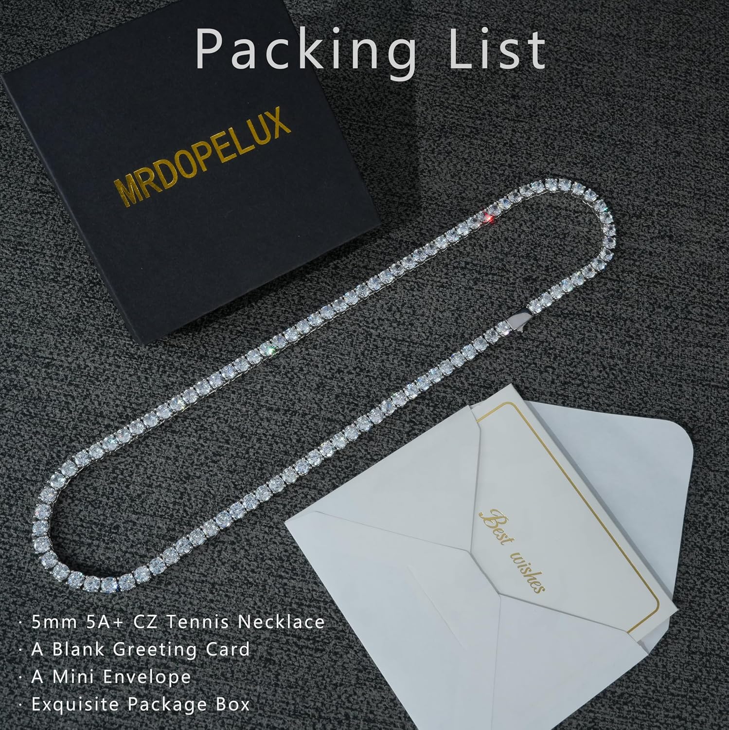 Tennis Necklace for Women, 5mm Mens Tennis Chain with 7 layer 18K White Gold Plated, Iced Out 5A+ Cubic Zirconia Diamond Necklace for Birthday/Valentine/Wedding/Anniversary/Christmas - Image 8